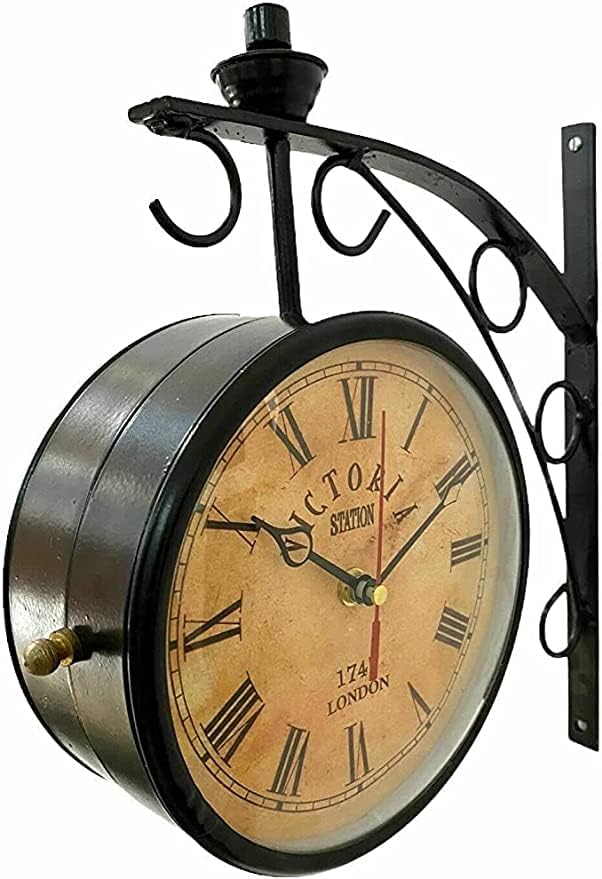 Victoria Station – Reloj de pared de doble cara, estación de Victoria, Londres, 1747, forma redonda, antigua, sala de estardormitorio, de A & U