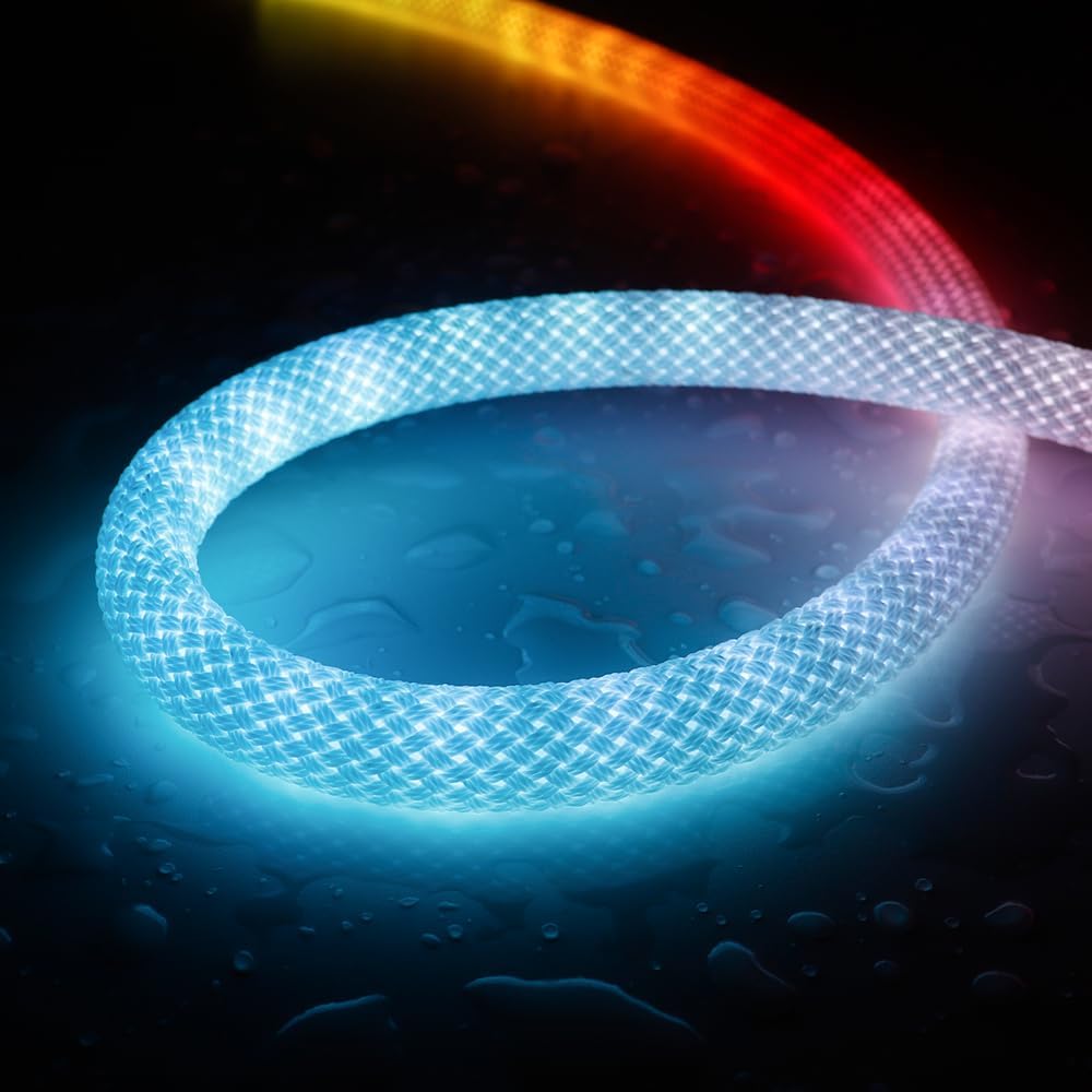 Xnbada 6.5FT WS2811 WS2812B 360 grados redondo patrón reticulado neón LED tira 50Ledsm Smart RGB+IC silicona flexible Dream Color cuerda cinta de