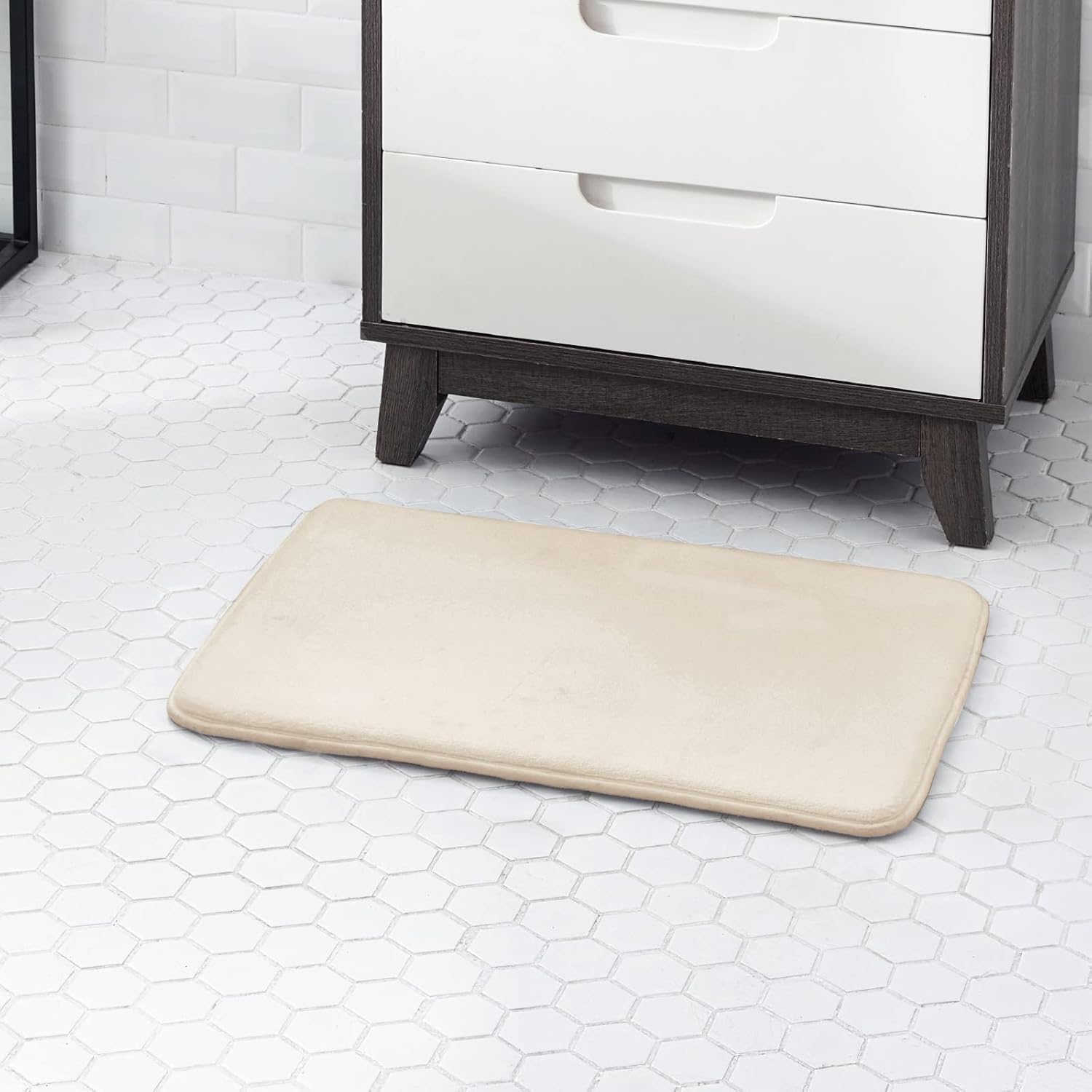 Walensee – Tapete de baño de espuma viscoelástica extra grueso, antideslizante, absorbente y súper acogedor, tapete de baño de terciopelo suave de