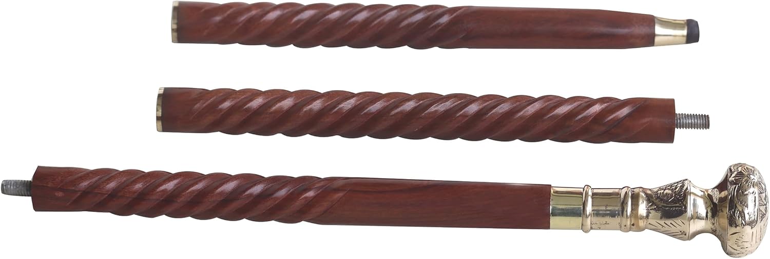 Bastón de senderismo  Bastones Derby para hombres y mujeres  36 pulgadas marrón ébano latón mango en tono dorado madera natural unisex caña