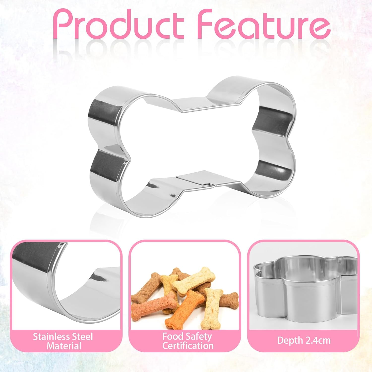Cortador de galletas para perros, 6 piezas de cortadores de galletas de acero inoxidable con huellas de hueso y huellas de perro, juego de