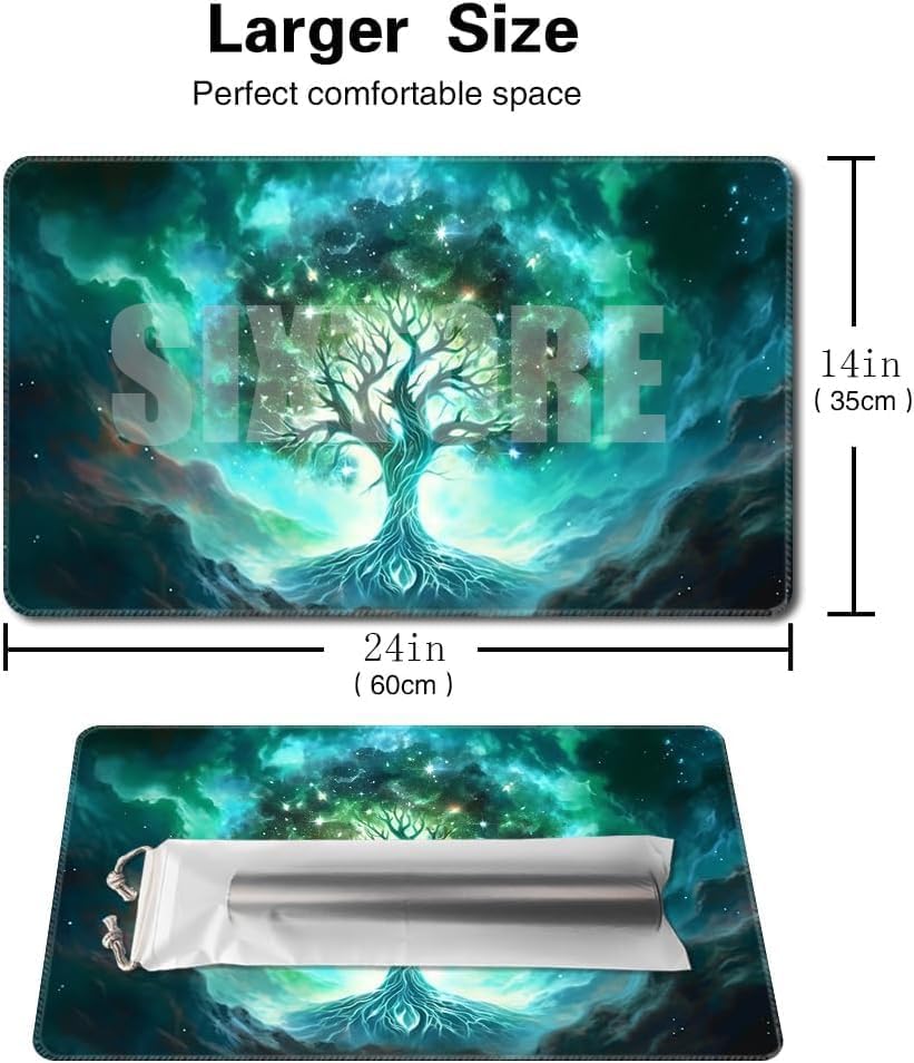 Tapete de juego de mesa prémium de 24 x 14 pulgadas, compatible con OCG CCG RPG MTG, tapete de escritorio para mouse (vitalidad verde)