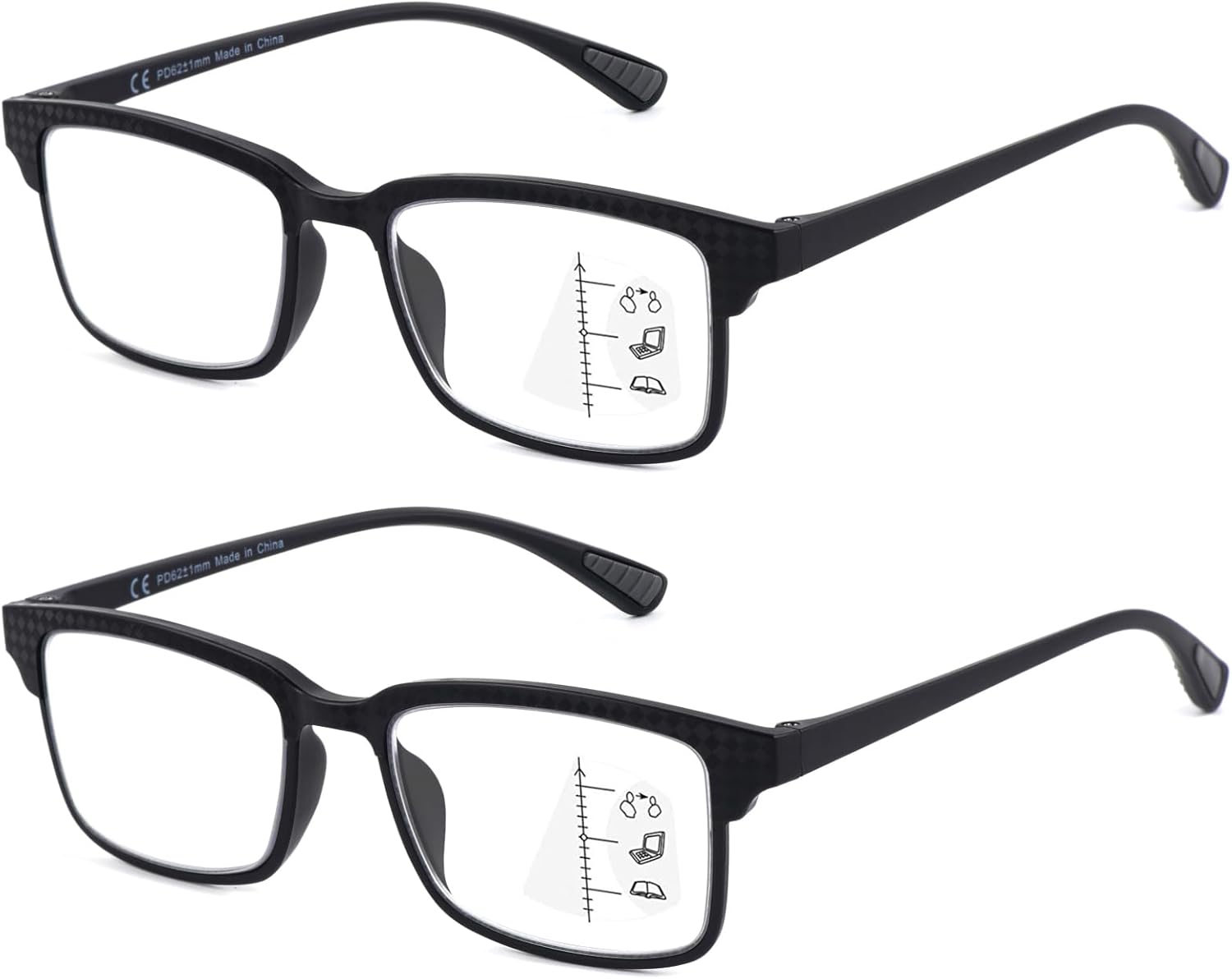 CARA – Paquete de 2 lentes de lectura multienfoque progresivo para hombres mujeres bloqueo de luz azul lector de computadora con bisagras de resorte CARA – Paquete de 2 lentes de lectura multienfoque progresivo para hombres mujeres bloqueo de luz azul lector de computadora con bisagras de resorte