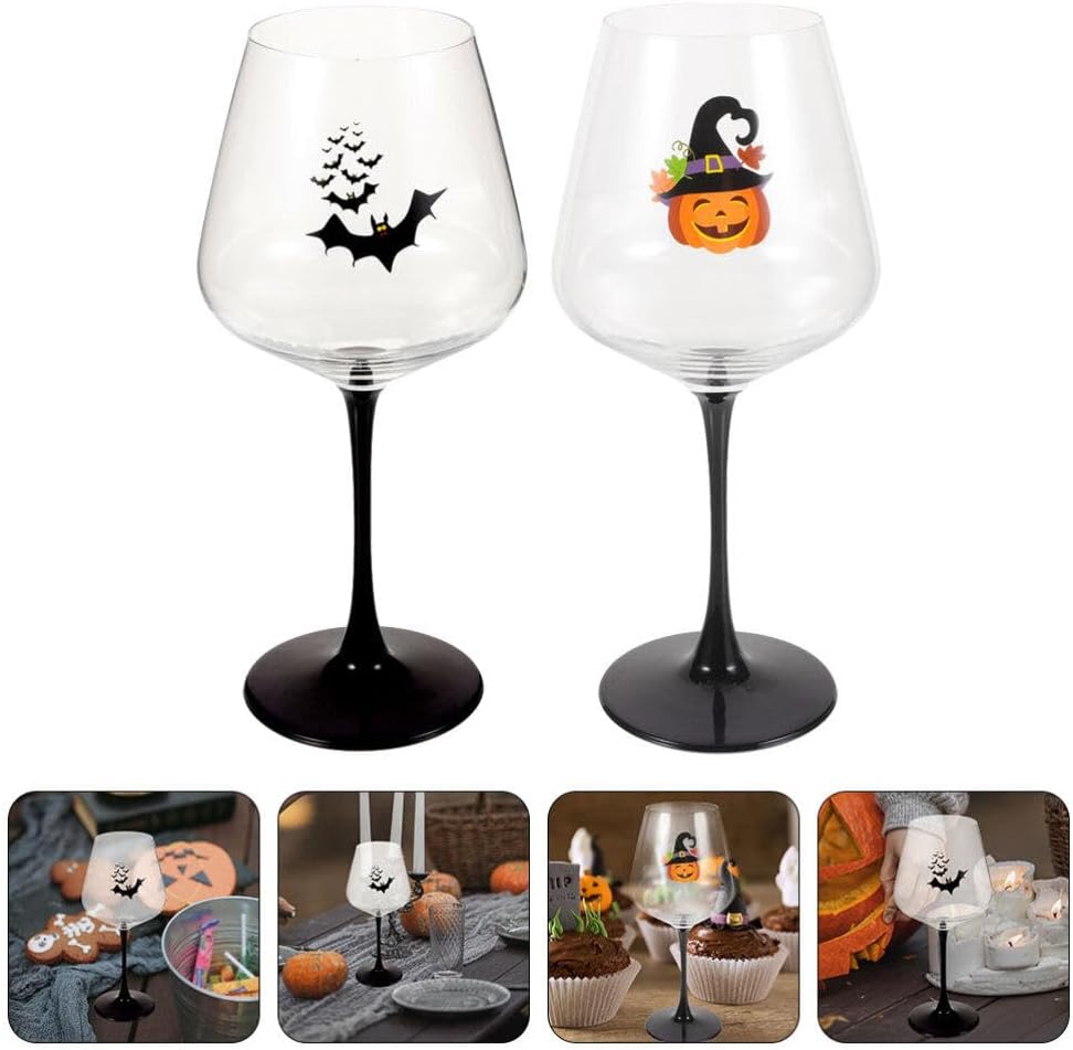 Didiseaon Copas de vino tinto, 2 unidades, copas de copas, copa de vino de Halloween, copa de vino, copa de vino de cóctel para bar, fiesta, club,
