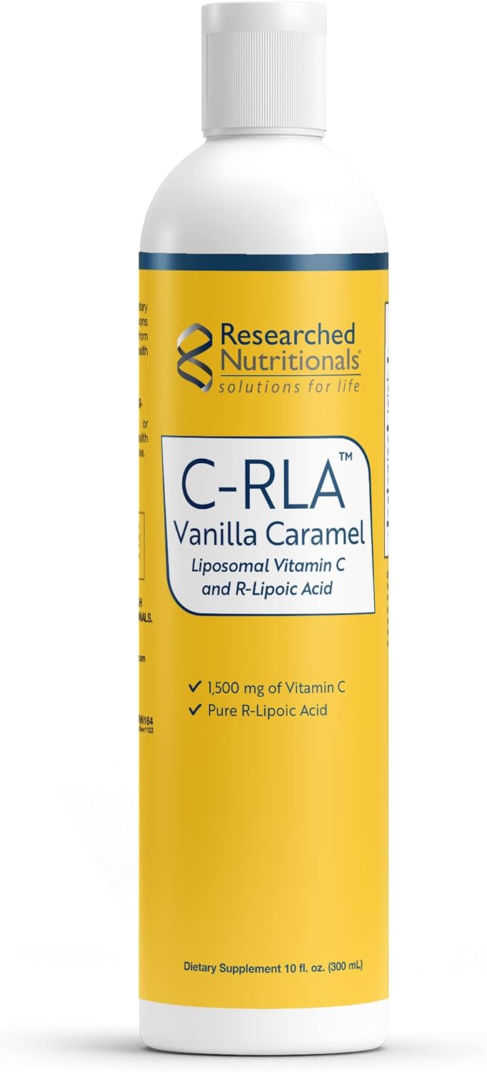Researched Nutritionals C-RLA – Vitamina C liposomal con ácido lipoico R para apoyar la desintoxicación – Líquido de vitamina C vegano y sin soja,