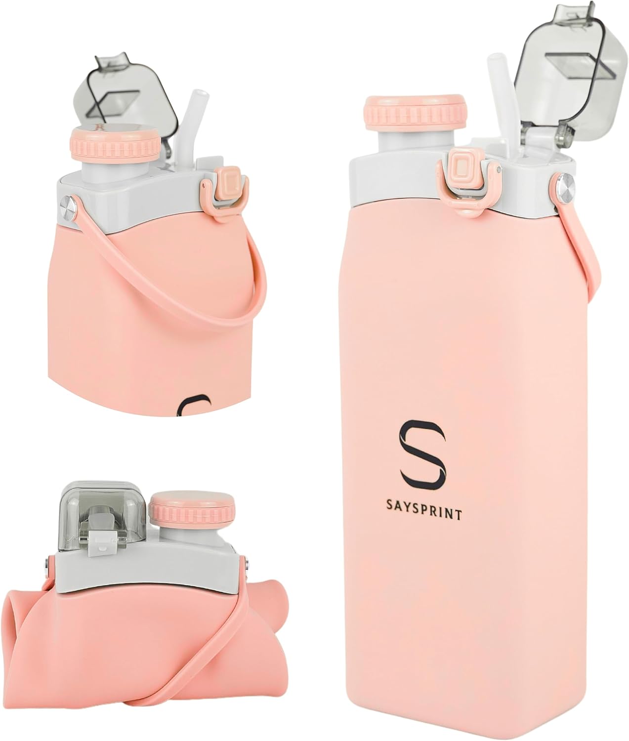Botella de agua plegable  Botella de agua plegable de silicona sin BPA, esencial para cruceros, botella de agua deportiva duradera para camping,