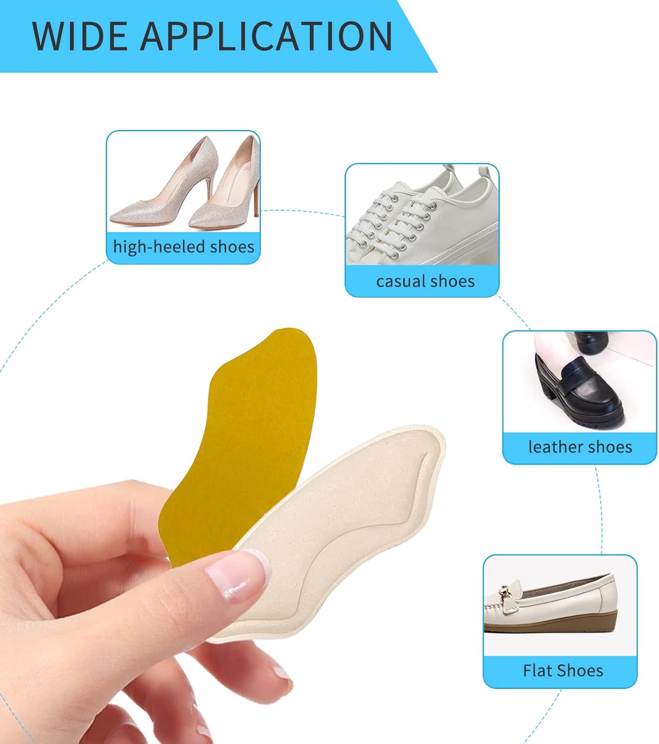 Almohadillas de talón para mujer, Varios colores