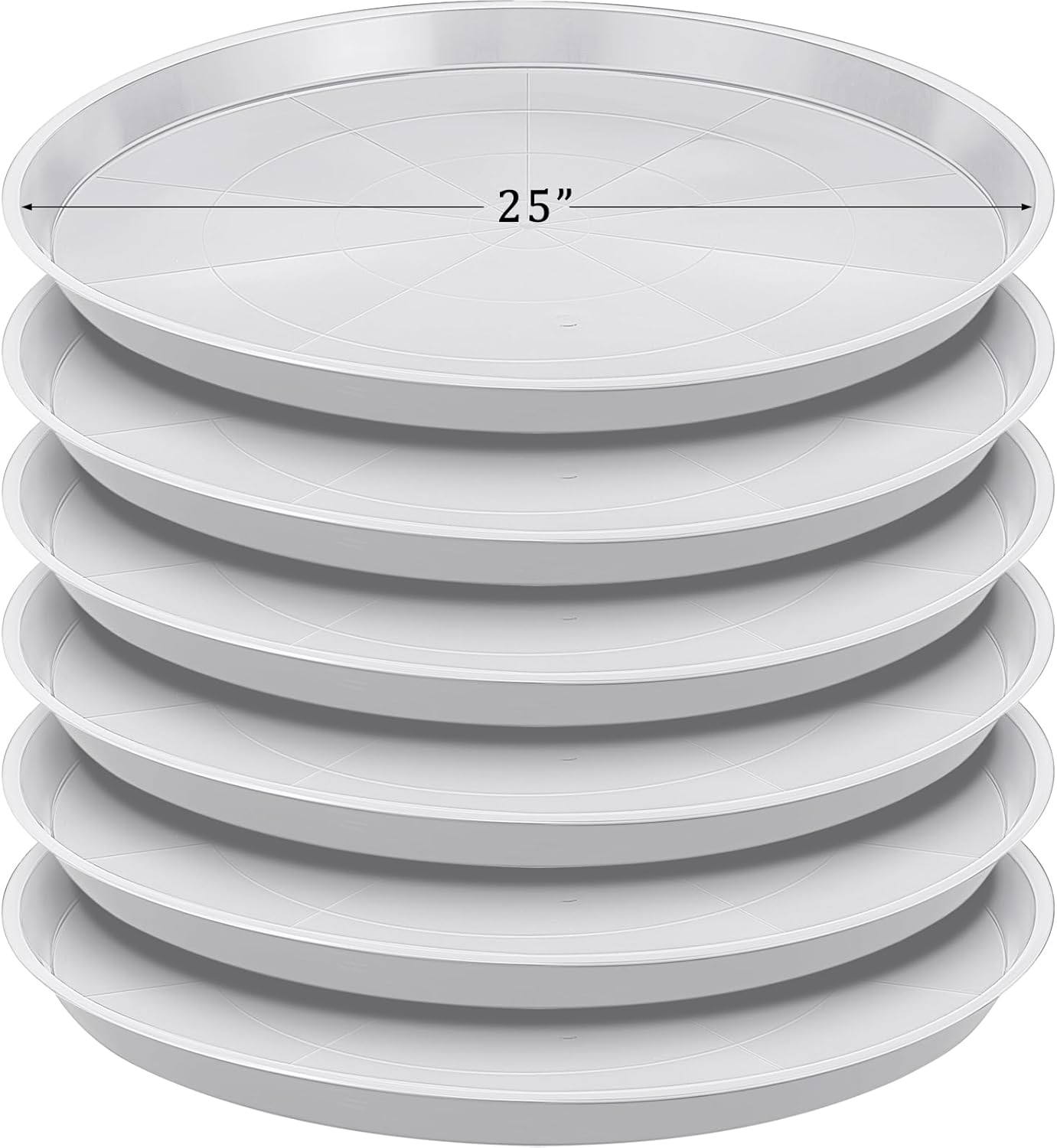 Eccliy Paquete de 6 platillos de plástico resistentes para macetas, platillos grandes para macetas, bandejas de agua de plástico para interiores y