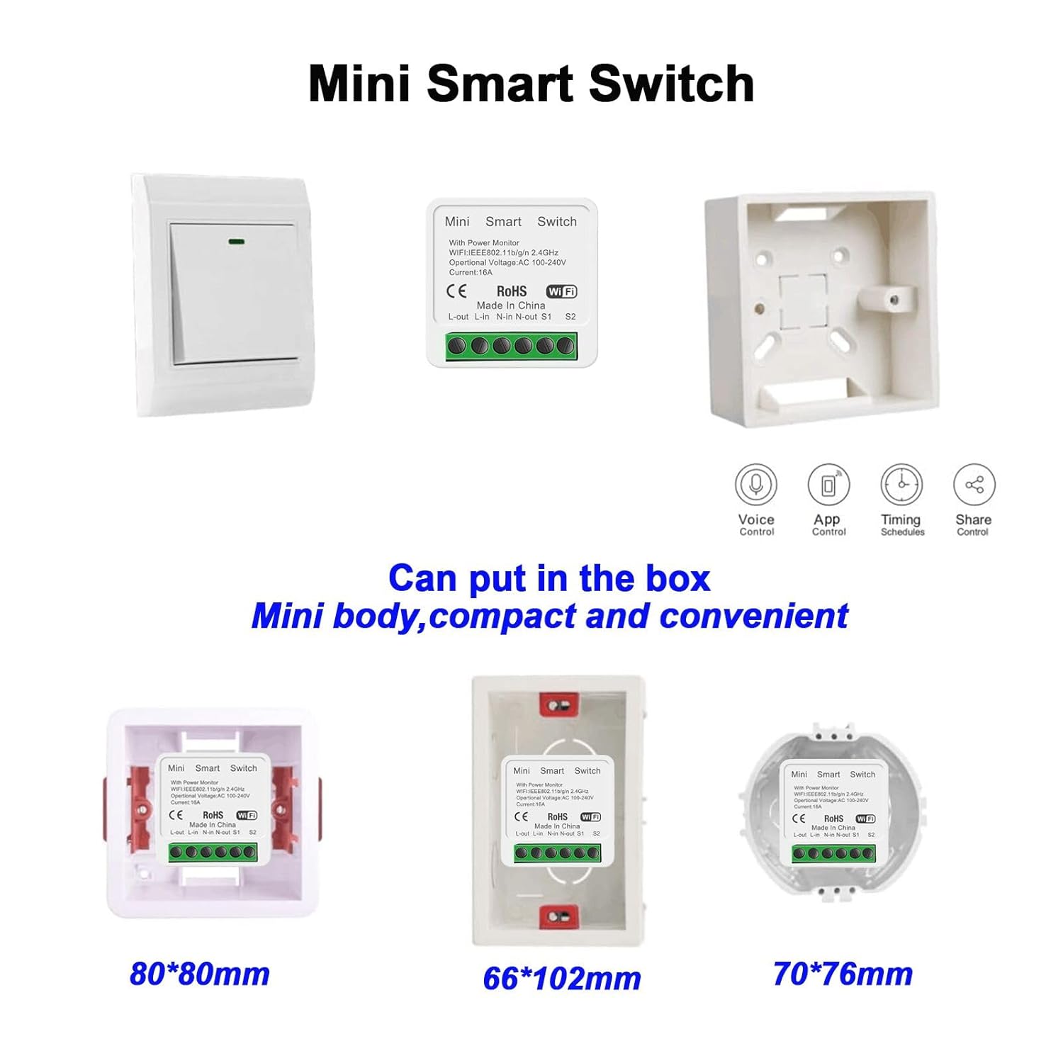 Interruptor de luz inteligente WiFi, compatible con AlexaGoogle Home, control remoto de aplicación, control de voz, modo DIY, función de