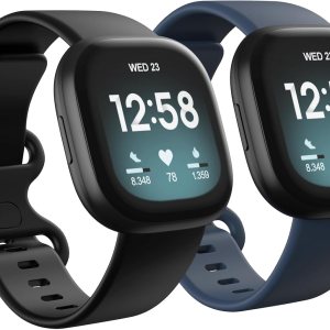 Paquete de 2 bandas impermeables compatibles con Fitbit Versa 3Fitbit Versa 4Fitbit SenseSense 2, pulseras deportivas clásicas de repuesto suaves Paquete de 2 bandas impermeables compatibles con Fitbit Versa 3Fitbit Versa 4Fitbit SenseSense 2, pulseras deportivas clásicas de repuesto suaves