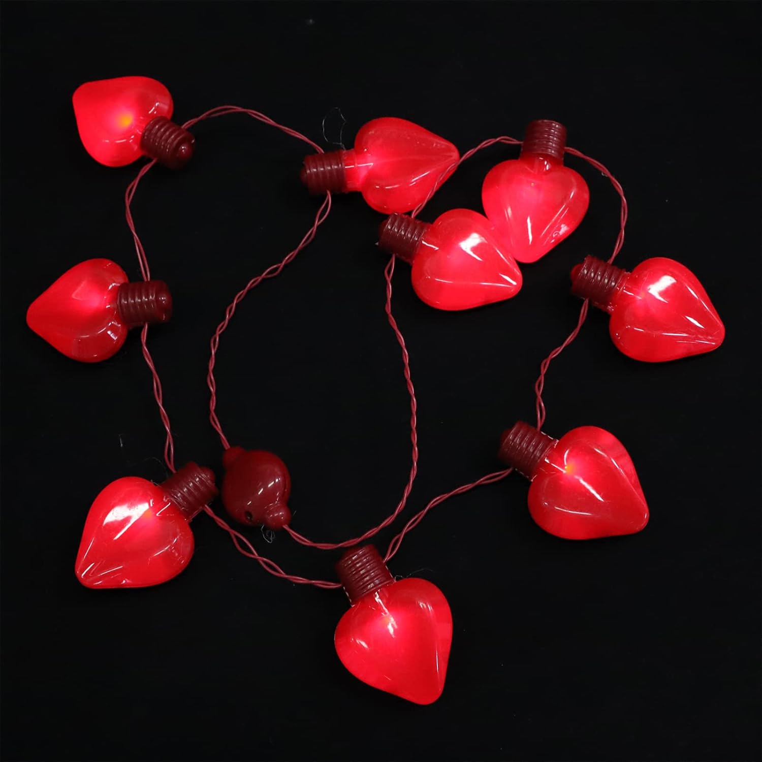 Abaodam Collar de corazón intermitente con luz LED en forma de corazón, collar de bombilla de corazón para el día de San Valentín para fiesta,