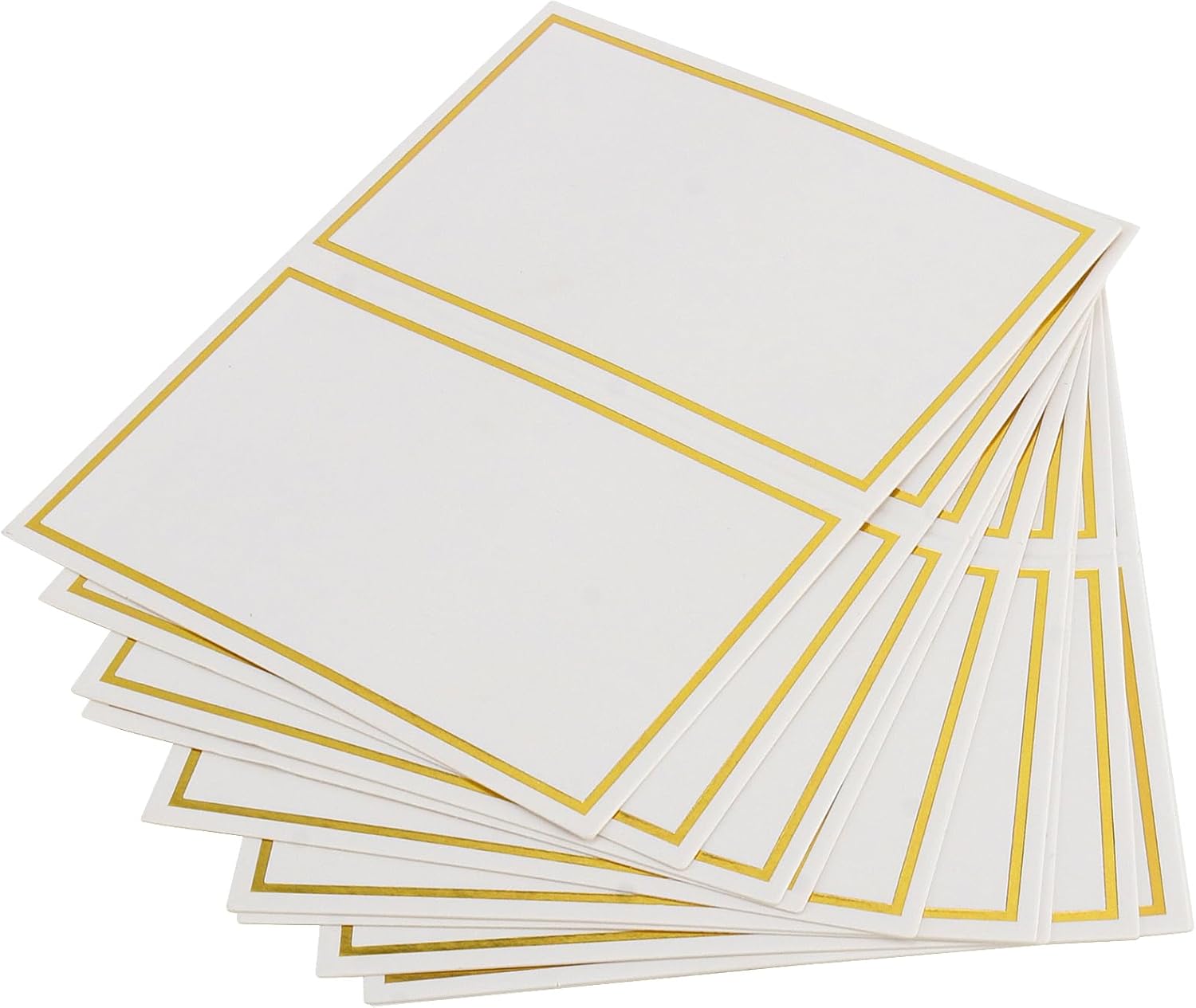 HAKZEON 300 tarjetas de lugar de 3.3 x 4 pulgadas con borde de lámina dorada, tarjetas de nombre de mesa doradas, tarjetas de lugar de tienda de