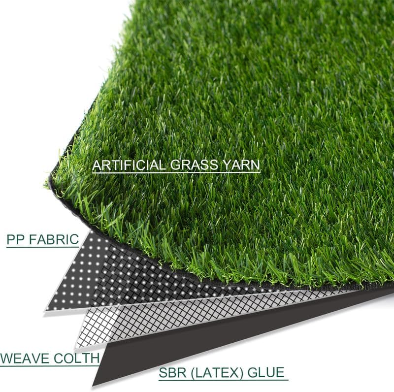 SUWUYUE Alfombra de césped artificial de 0.7 pulgadas, alfombra sintética gruesa para exteriores, alfombra sintética de 3 x 4 pies, con agujeros de