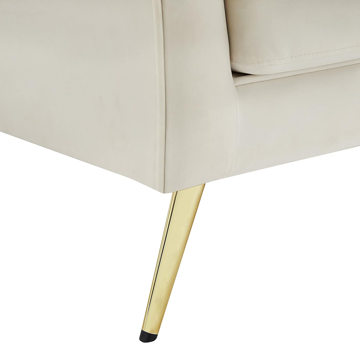 Meridian Furniture Lips Collection – Sofá biplaza tapizado de terciopelo con patas de metal dorado resistentes, color crema