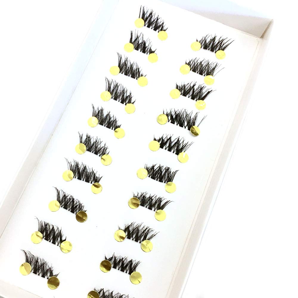 10 pares de pestañas postizas de banda transparente, diseño LASGOOS, aspecto natural, cruz de esquina, falsas, uso diario, para uso diario, mini