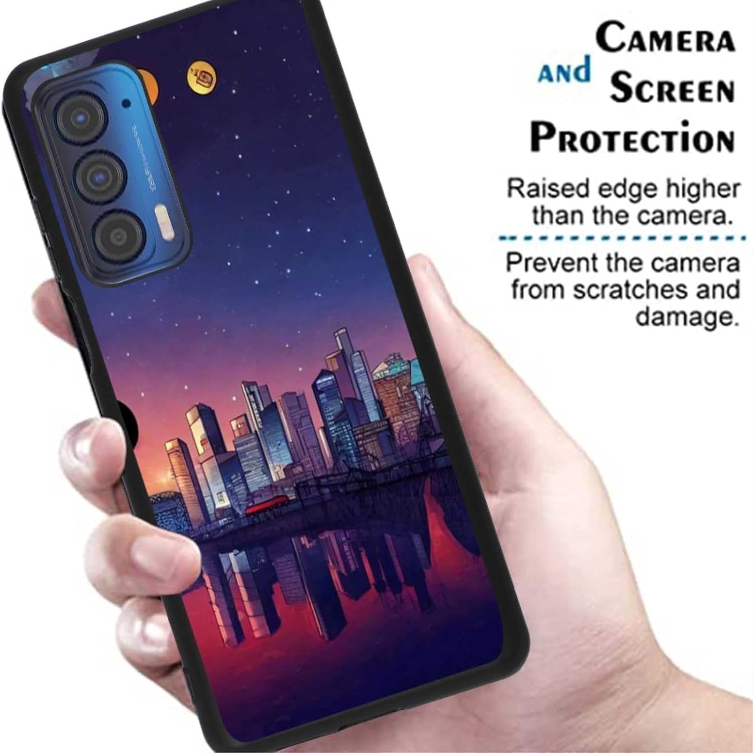 Funda compatible con Motorola Moto Edge 2021Edge 5G UWCity, patrón de anime City Land para hombres y mujeres, funda de silicona suave a prueba de