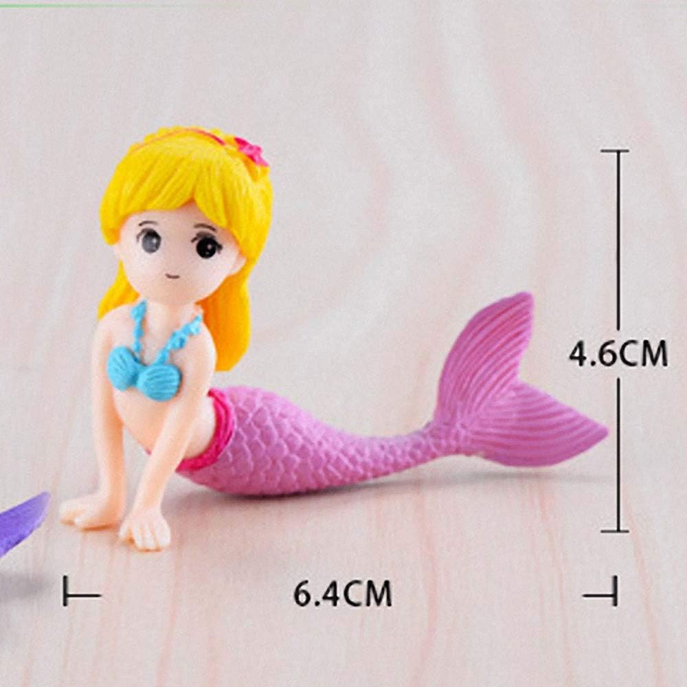 Decoración de mini sirena para pecera, decoración de escritorio, micro paisaje, decoración de acuario, adornos de sirena en miniatura (2, rosa)