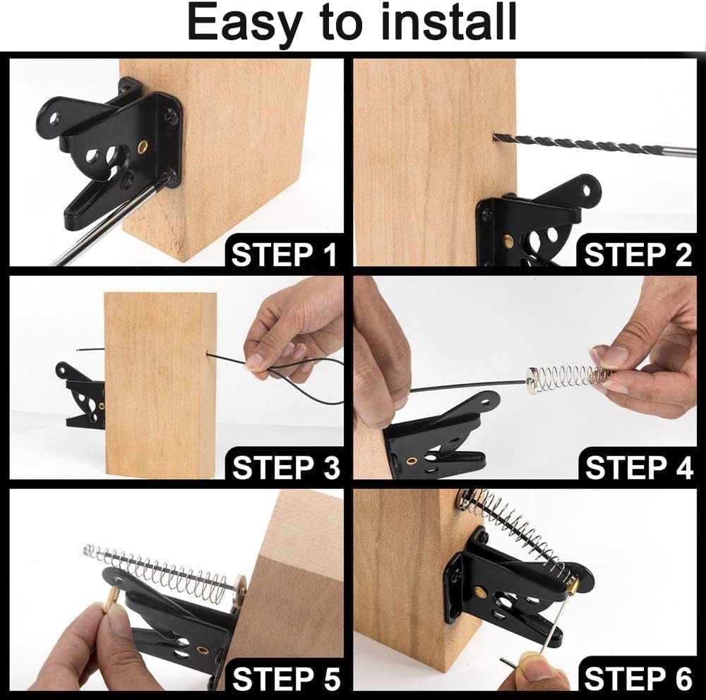 Pestillo de puerta automático resistente para valla de madera autoblocante de puerta de gravedad con resorte de acero inoxidable cargado con cuerda