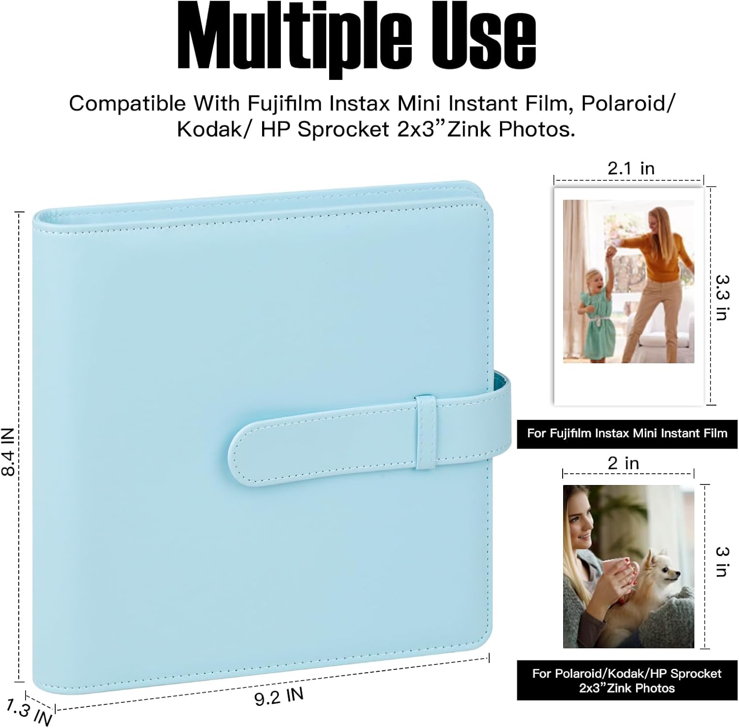 Álbum de fotos de 360 bolsillos para cámara instantánea Fujifilm Instax Mini 12 11 9 40 90 8 Evo LiPlay, cubierta de cuero, álbum de fotos de 2 x 3