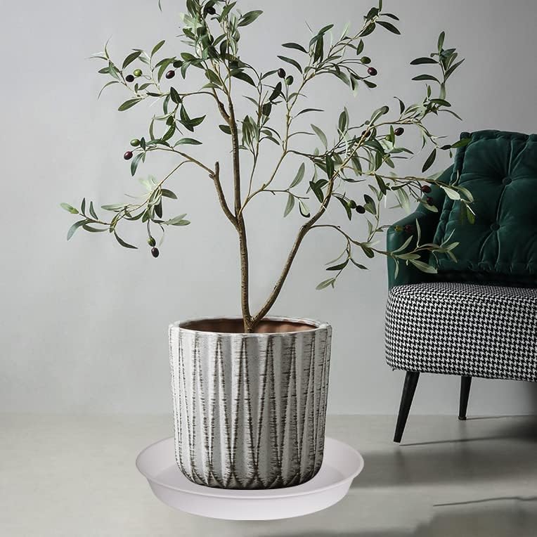 Paquete de 2 platillos para plantas de 26 pulgadas, platillos de plástico profundos grandes y resistentes redondos de 25 pulgadas, bandejas de goteo