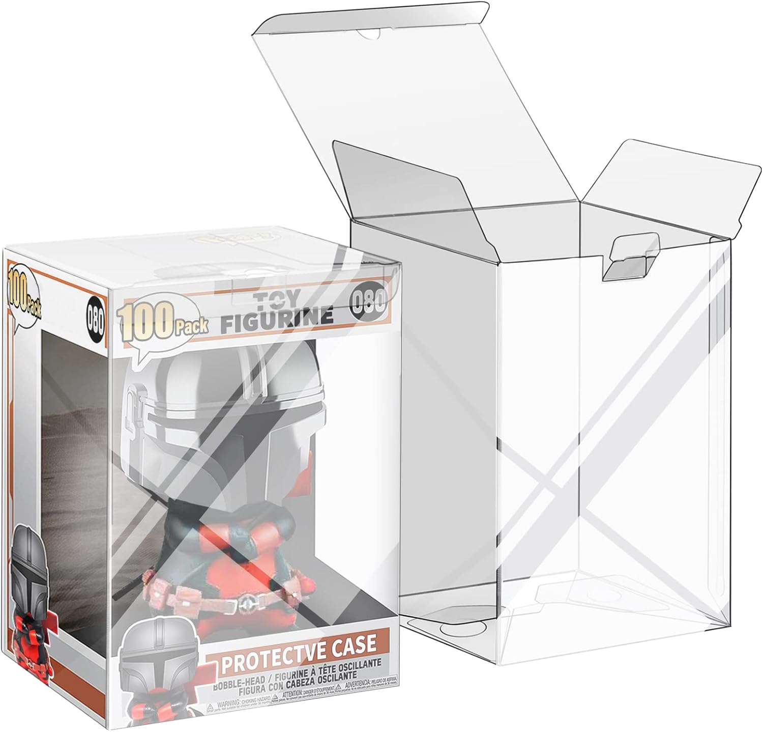 Paquete de 100 fundas protectoras compatibles con Funko figuras de vinilo pop de 4 pulgadas, protectores transparentes, caja de exhibición