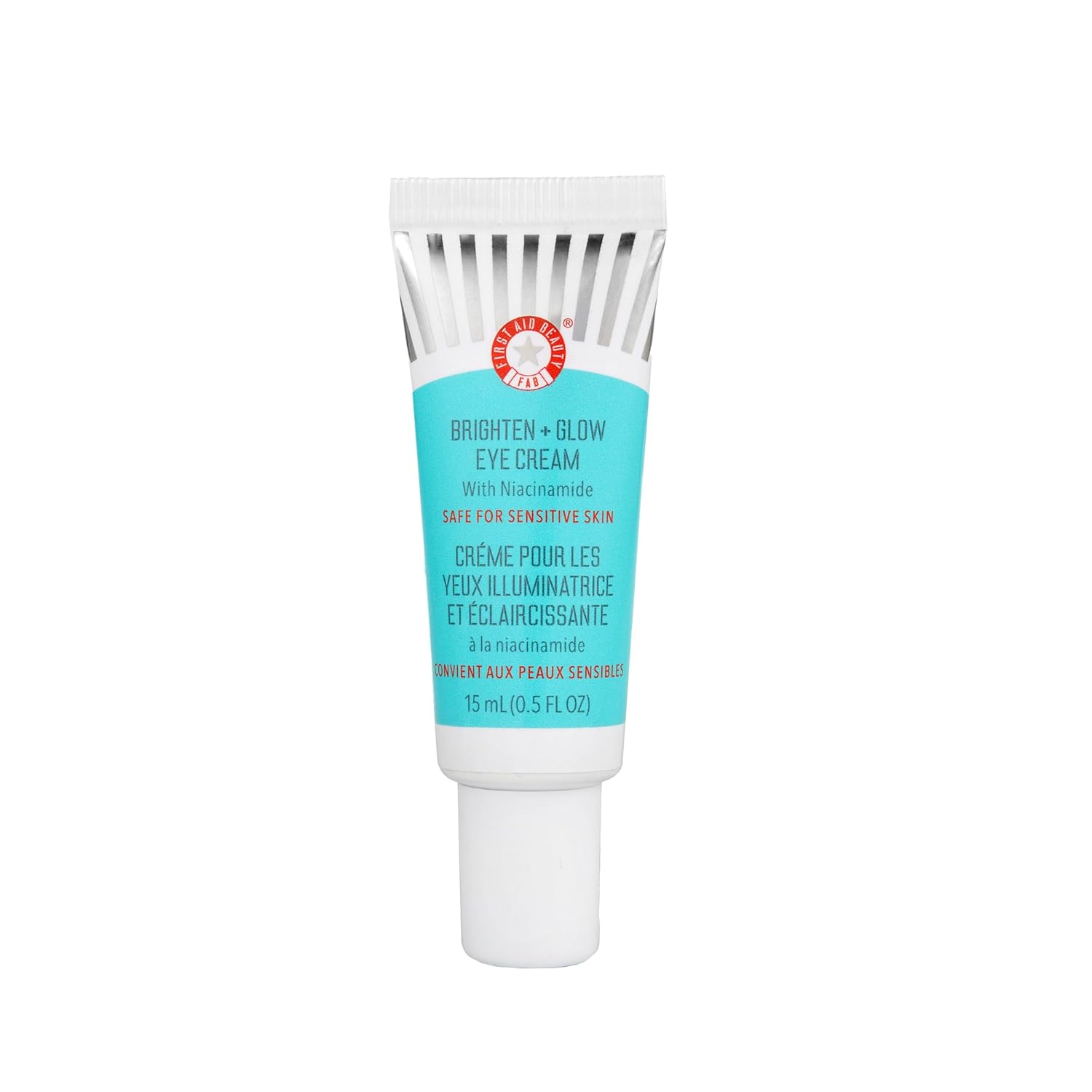 First Aid Beauty Brighten + Glow Niacinamide Eye Cream  Crema iluminadora iluminadora para ayudar a hidratar y reducir el aspecto de las ojeras  0.5