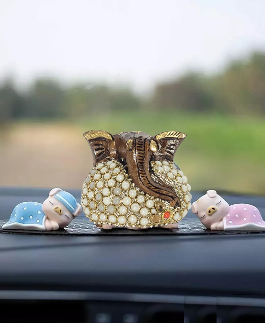 Tablero de madera hecho a mano con cuentas de ídolo de Ganesha para automóvil, hogar, decoración de templos, regalo de Diwali
