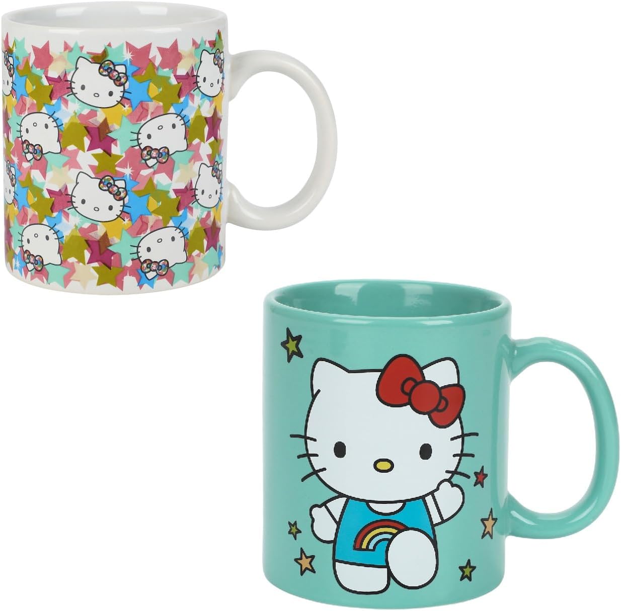 Bioworld Hello Kitty Stars – Juego de 2 tazas de cerámica de 16 onzas