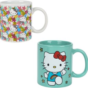 Bioworld Hello Kitty Stars – Juego de 2 tazas de cerámica de 16 onzas Bioworld Hello Kitty Stars – Juego de 2 tazas de cerámica de 16 onzas