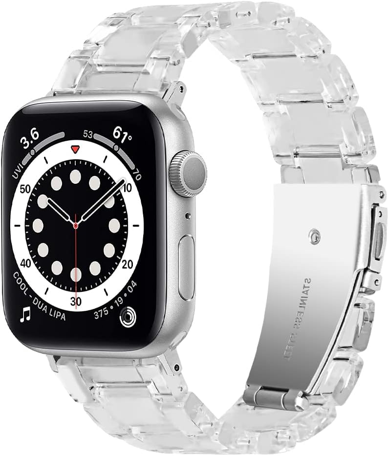 OCEBEEC Correas de resina compatibles con Apple Watch de 1.496 in 1.575 in 1.614 in 1.654 in 1.732 in 1.772 in 1.929 in, correa de resina ligera de