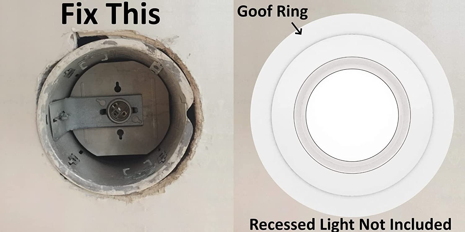 Paquete de 6 anillos de acabado blanco brillante para iluminación empotrada de 6 pulgadas, para luz de plumón, diámetro exterior de 8 pulgadas,