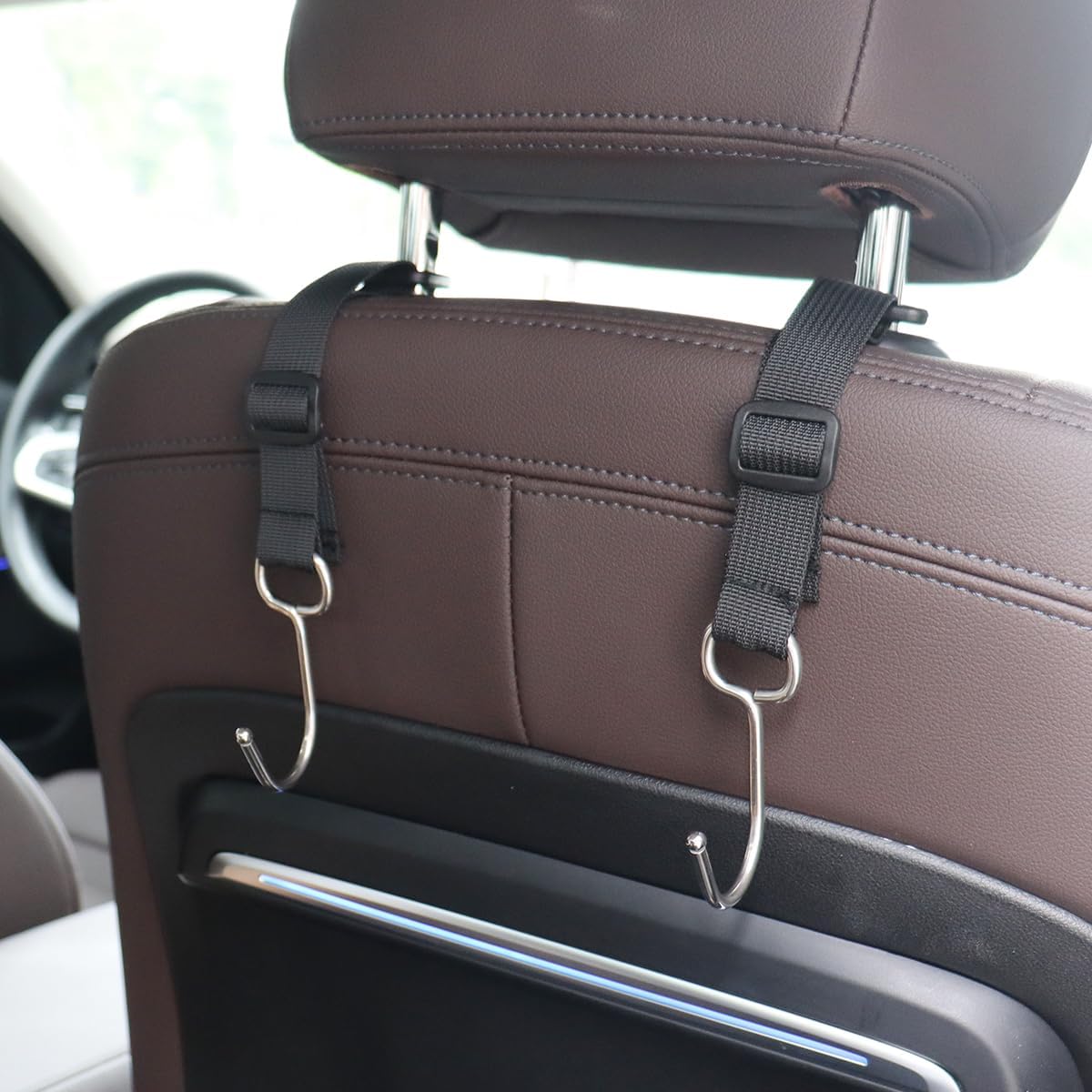 LYCARESUN Paquete de 4 ganchos para reposacabezas de asiento de automóvil para bolsos y bolsas, gancho para bolso de automóvil, gancho ajustable
