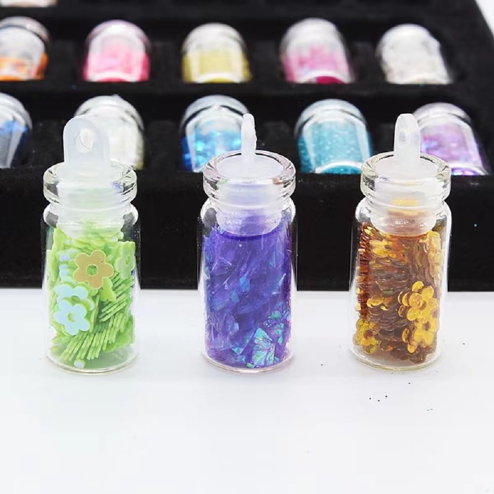 Mezcla holográfica de purpurina gruesa y fina, 48 colores de lentejuelas gruesas y polvo de purpurina fina, copos de purpurina iridiscente,