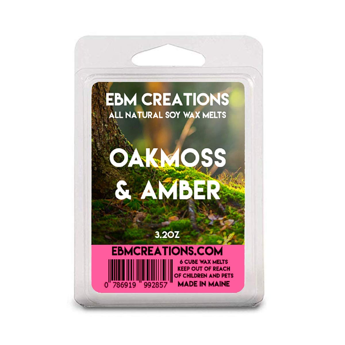 Oakmoss & Amber – Scented All Natural Soy Wax Melts – 6 Cube Clamshell 3.2oz Highly Scented!