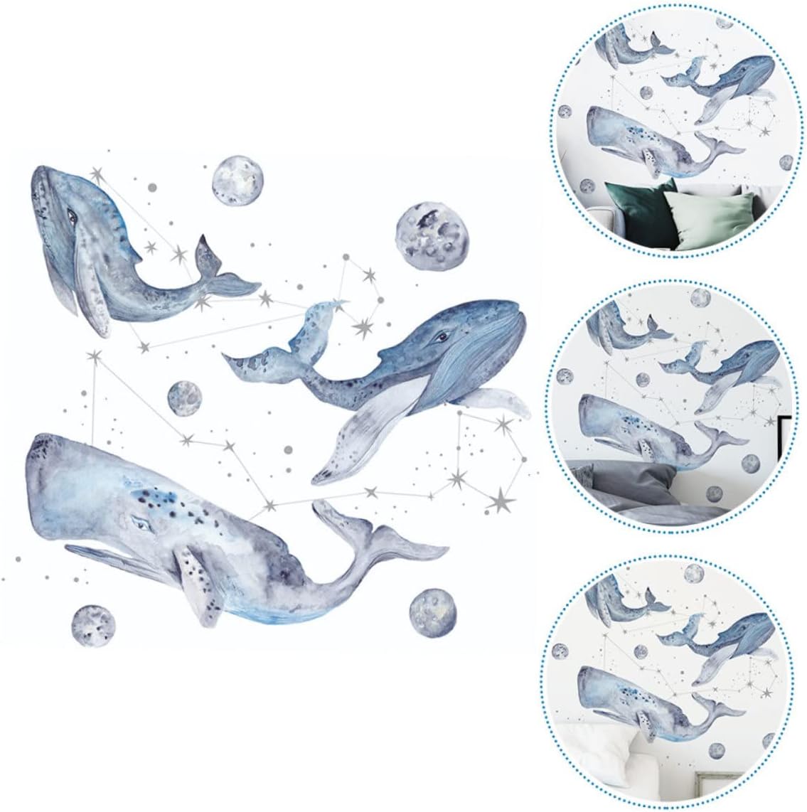 1 Unidades Etiqueta De Pared De Ballena Azul Ducha Sala De Ducha Adhesivo De Pared Calcomanías De La Habitación De Los Niños Papel Pintado Pegatinas