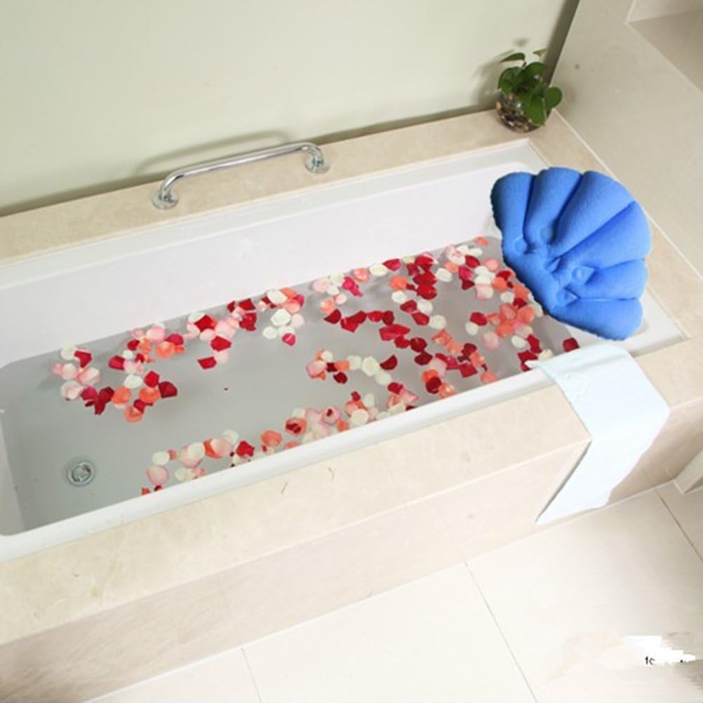 SUPVOX Almohada de baño inflable en forma de flor para spa con soporte para el cuello Almohada de baño con ventosas para bañera, jacuzzi,