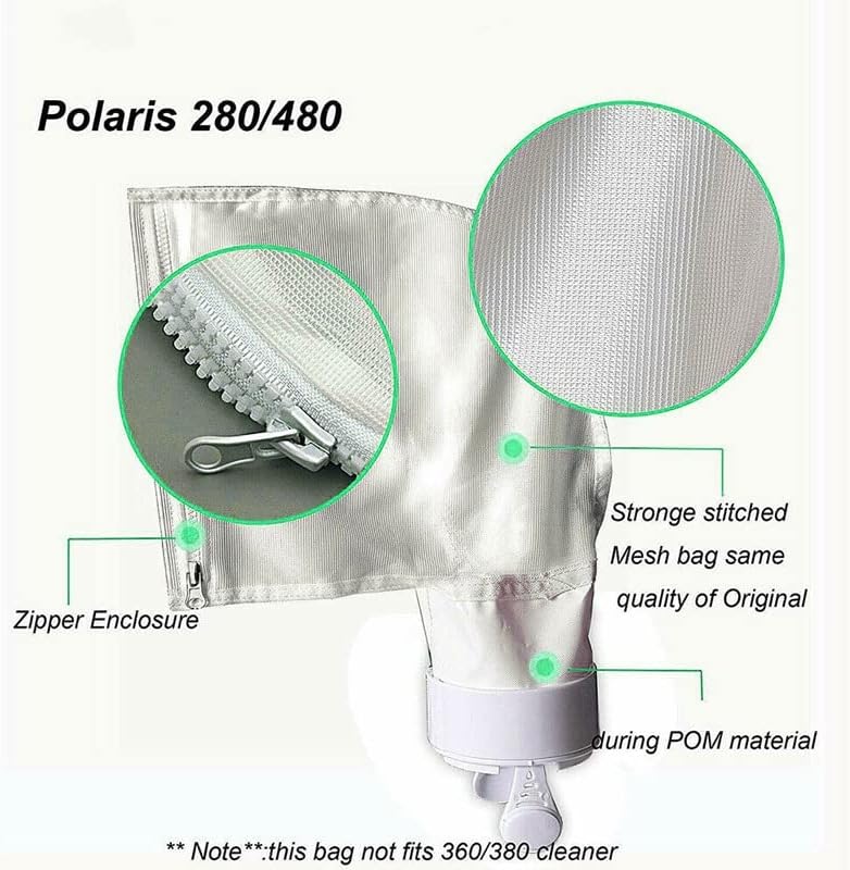 Giltswift Polaris 280480 – Bolsa con reemplazo de limpieza de barrendero para limpieza de residuos Polaris Pool Bolsa con cremallera k13 k16 y 2