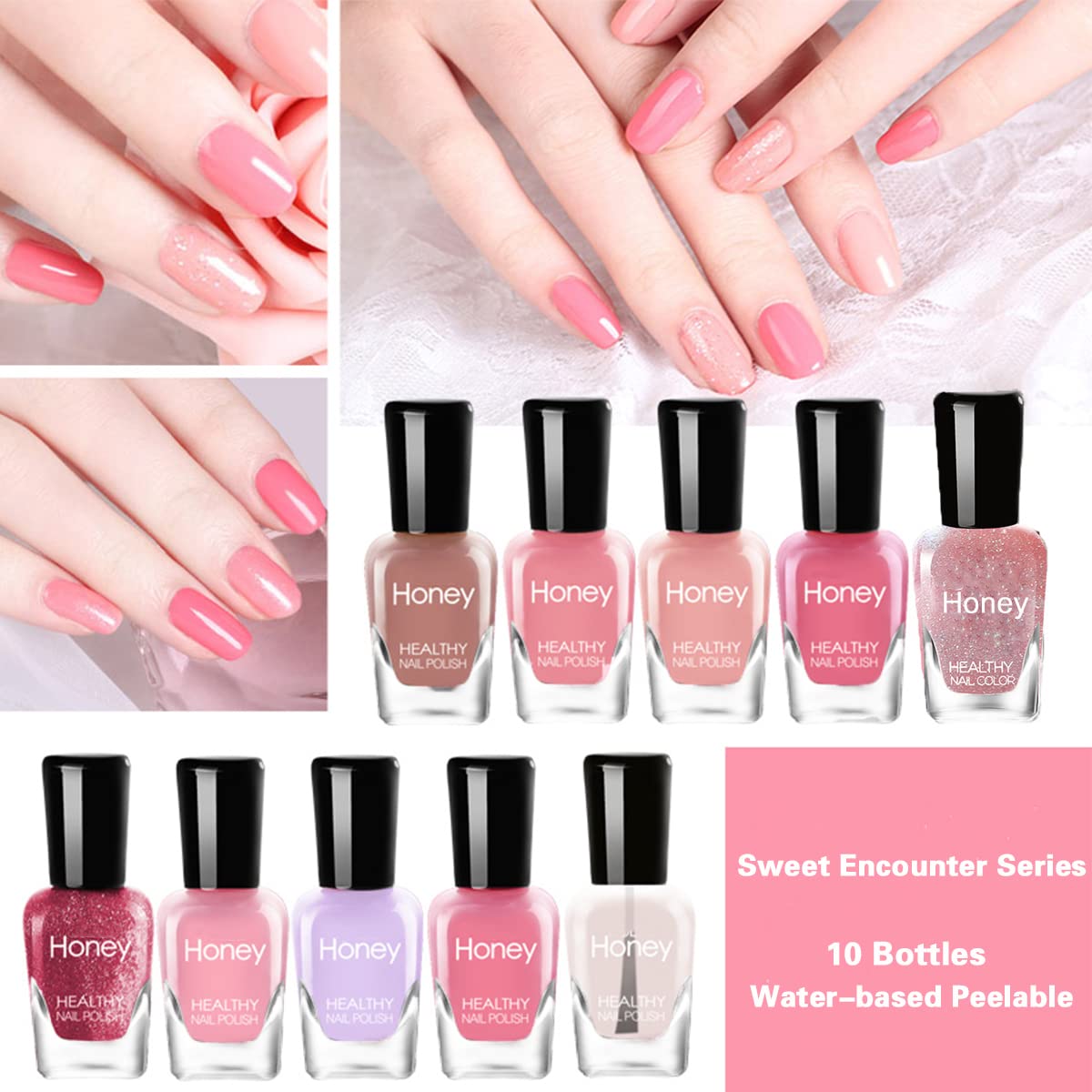 Juego de esmaltes de uñas no tóxicos, fácil de quitar y de secado rápido, juego de esmalte de uñas ecológico y orgánico a base de agua para mujeres,