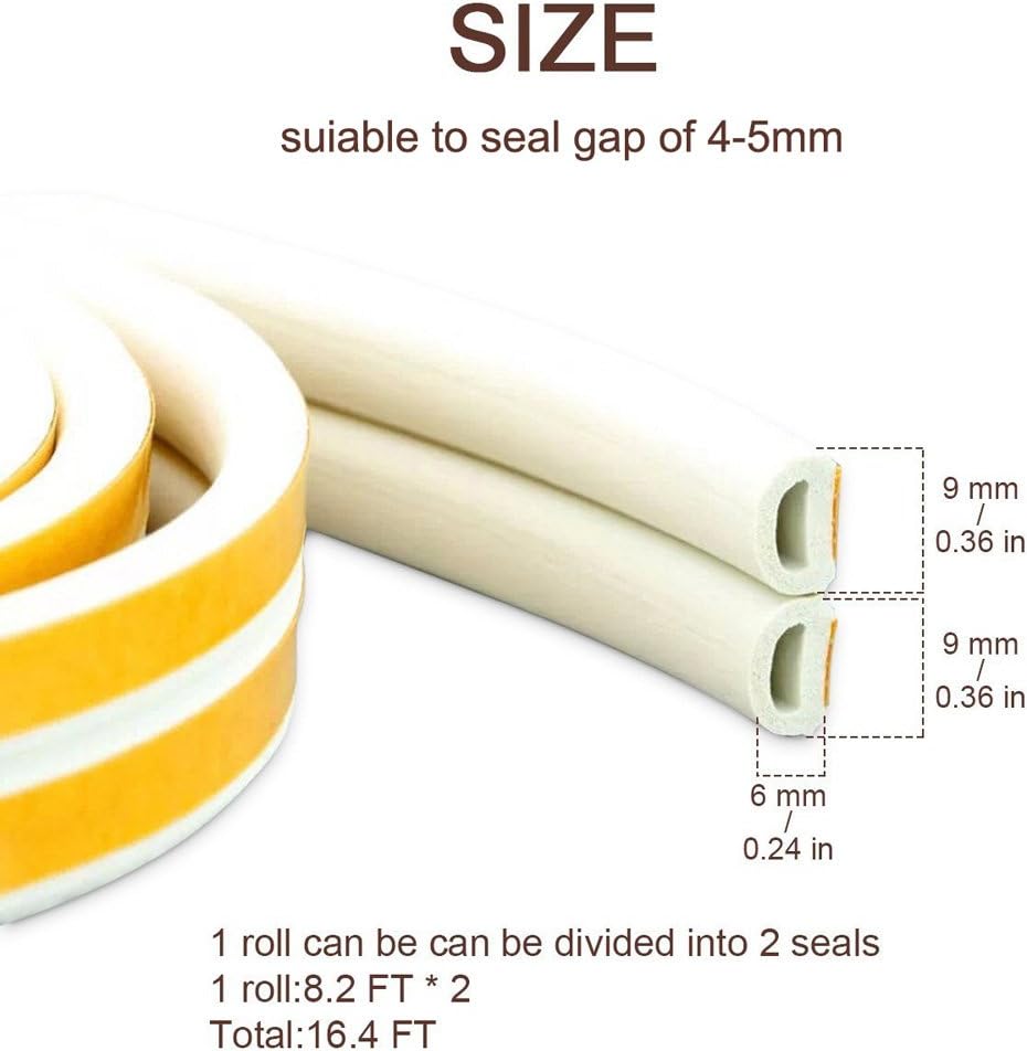 Burlete de aislamiento para puertas y ventanas, tira de sellado de espuma autoadhesiva para puerta, sellado de sonido, bloqueador de huecos Epdm (2