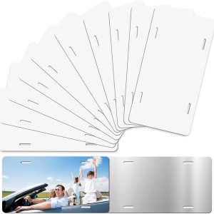 Paquete de 10 matrículas en blanco de sublimación, placa de matrícula en blanco de sublimación de 0.026 in, placas de matrícula de metal para Paquete de 10 matrículas en blanco de sublimación, placa de matrícula en blanco de sublimación de 0.026 in, placas de matrícula de metal para