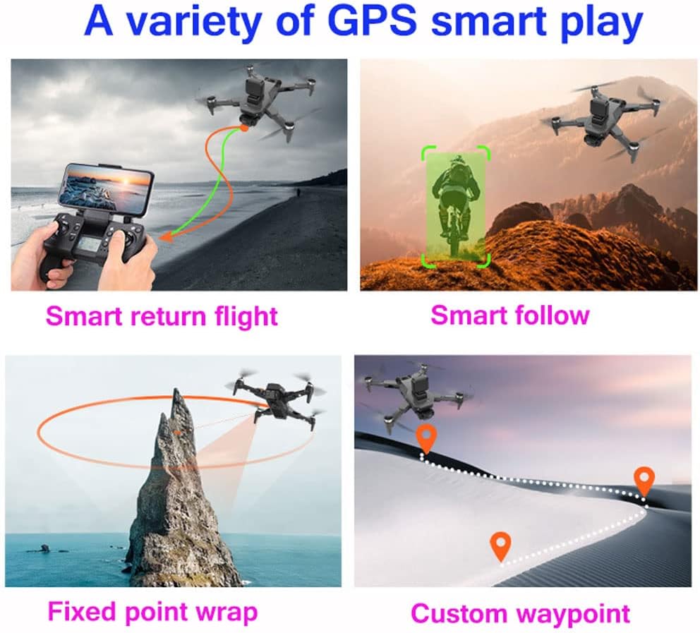 CRAVOURY Doble UAV 5G Motor sin escobillas GPS Drone con posicionamiento de flujo óptico HD 4k Cámara dual Fotografía aérea Ajuste eléctrico Retorno