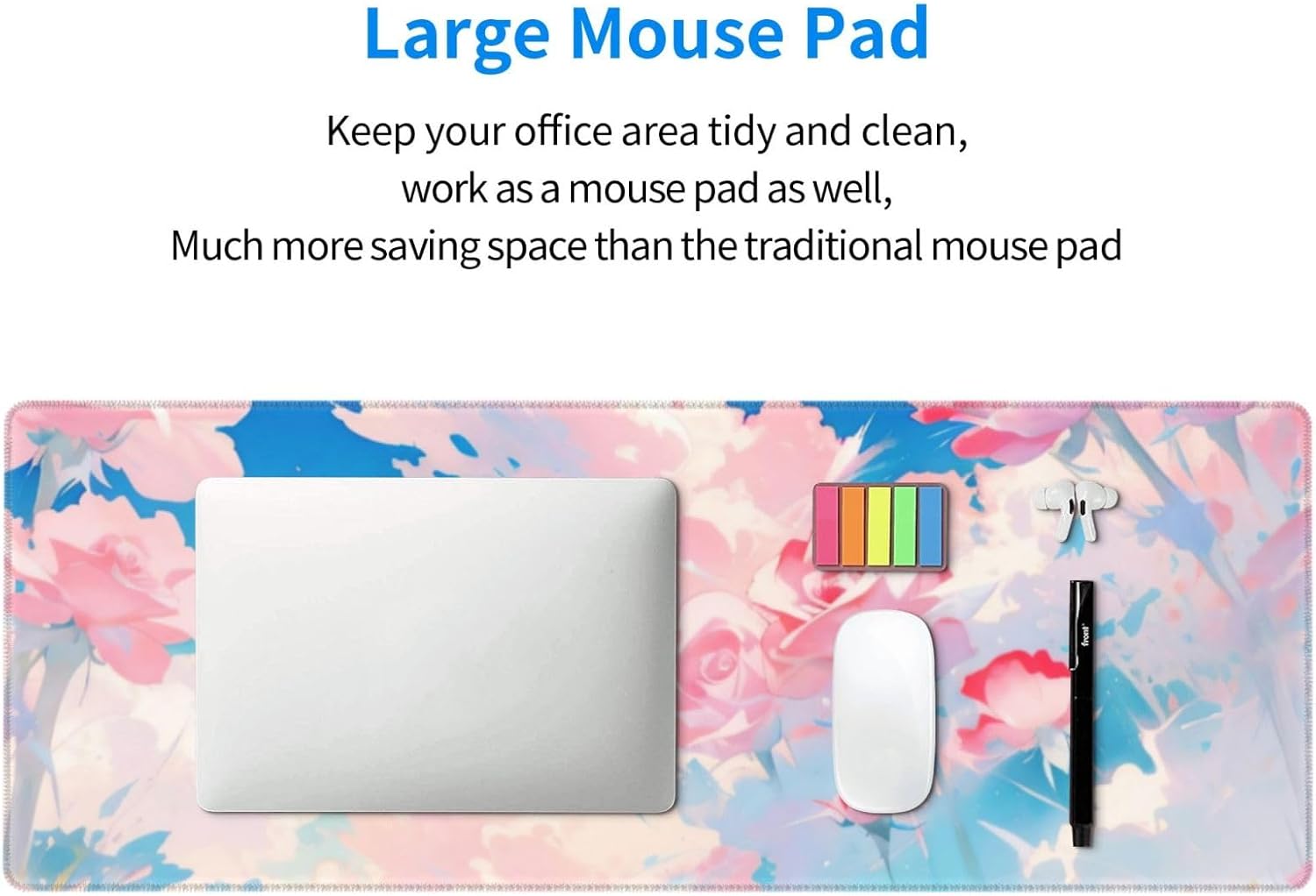 Alfombrilla de mouse grande extendida para juegos, alfombrilla de goma antideslizante para escritorio, color rosa rosa, adecuada para escritorio,