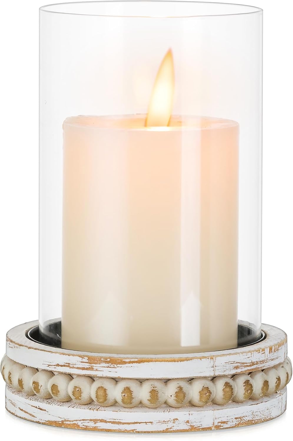 Glasseam Portavelas de cristal de huracán, portavelas decorativos para velas de pilar, portavelas boho para centro de mesa, cilindro de vidrio con