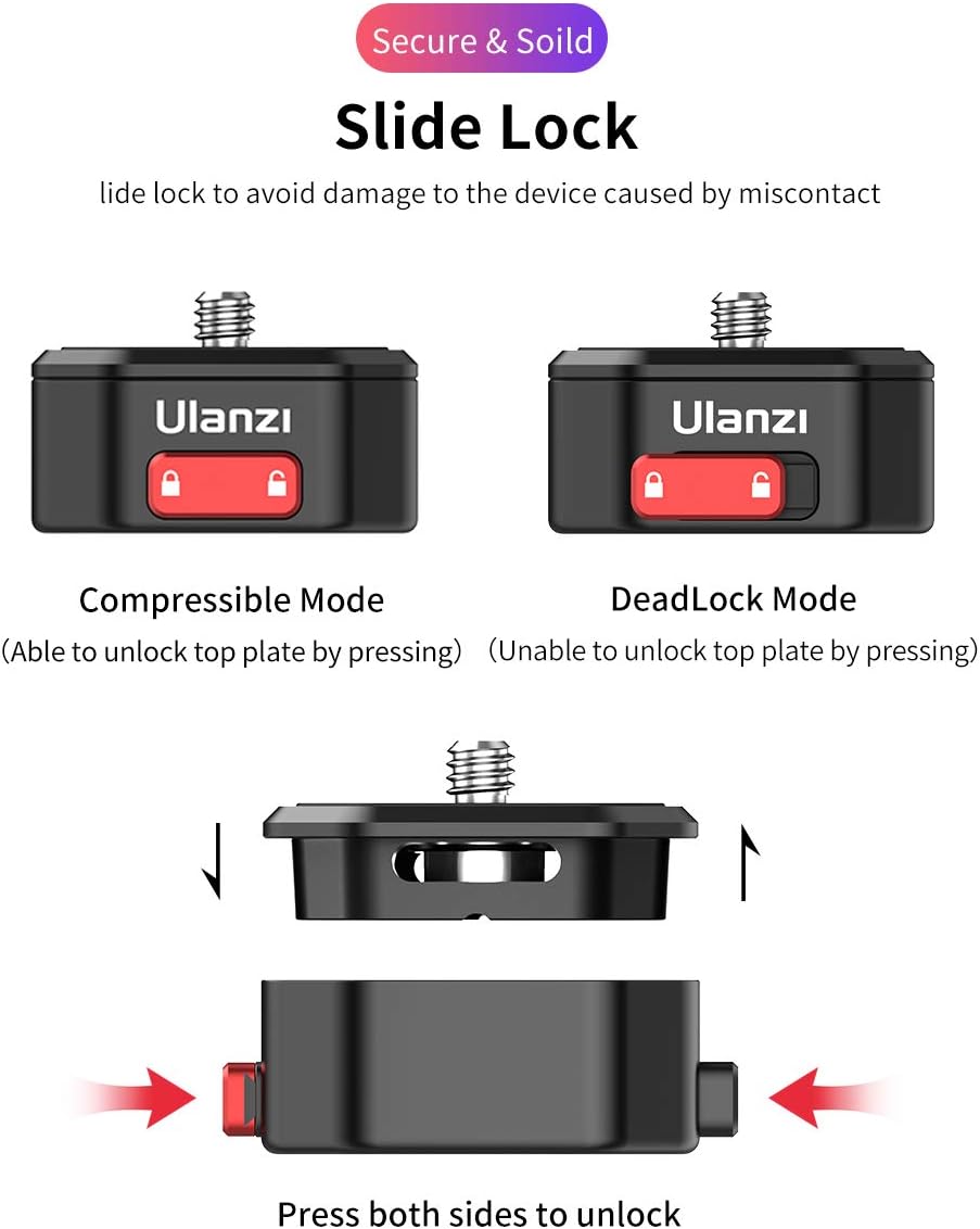 Ulanzi Claw Adaptador de montaje de cámara QR para trípode de placa de liberación rápida, kit de configuración rápida con tornillo de 6.35 mm para