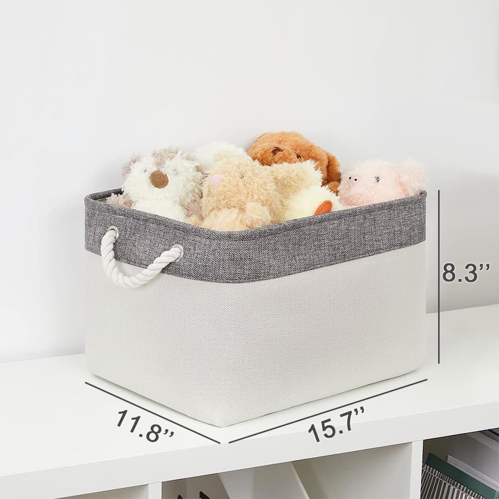 Sacyic Cesta de organización y almacenamiento para organizar, paquete de 4 cubos grandes de almacenamiento de tela de 16 x 12 x 8 pulgadas, canastas