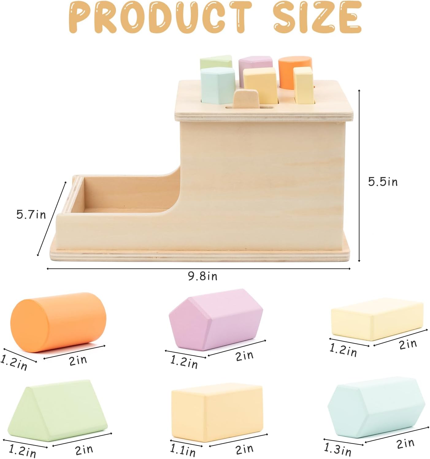 Busy edition Montessori Toys – Caja de permanencia con 6 bloques de madera, juguetes Montessori para bebés de 6 a 12 meses, juguetes de madera para