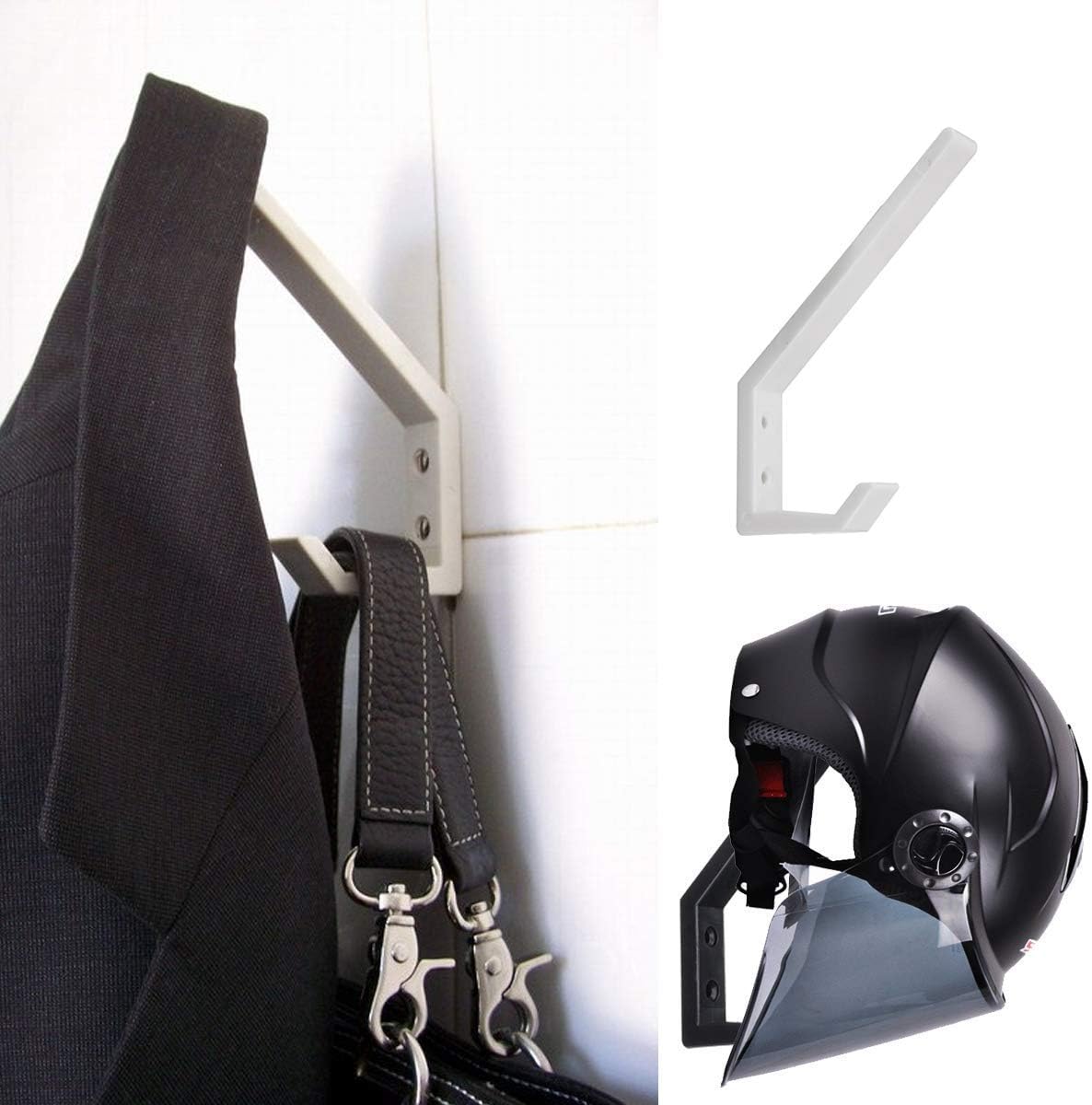4 soportes para casco, ganchos colgantes de plástico para colgar en la pared, sombrero, guante, zapatero (blanco-4 unidades)