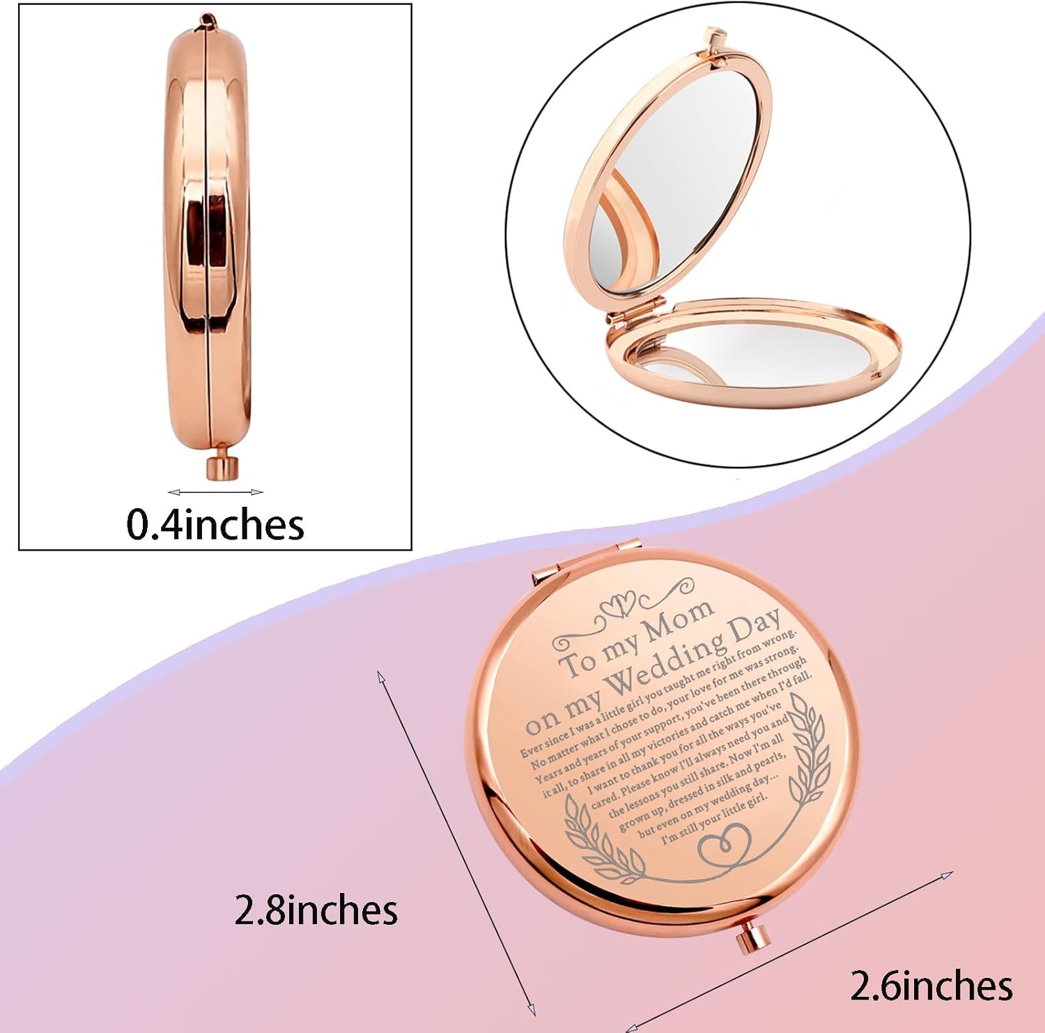 WSNANG Regalos de boda para mamá a mamá en mi día de boda, espejo de maquillaje para madre de la novia, regalo de recuerdo de boda (para mamá espejo)