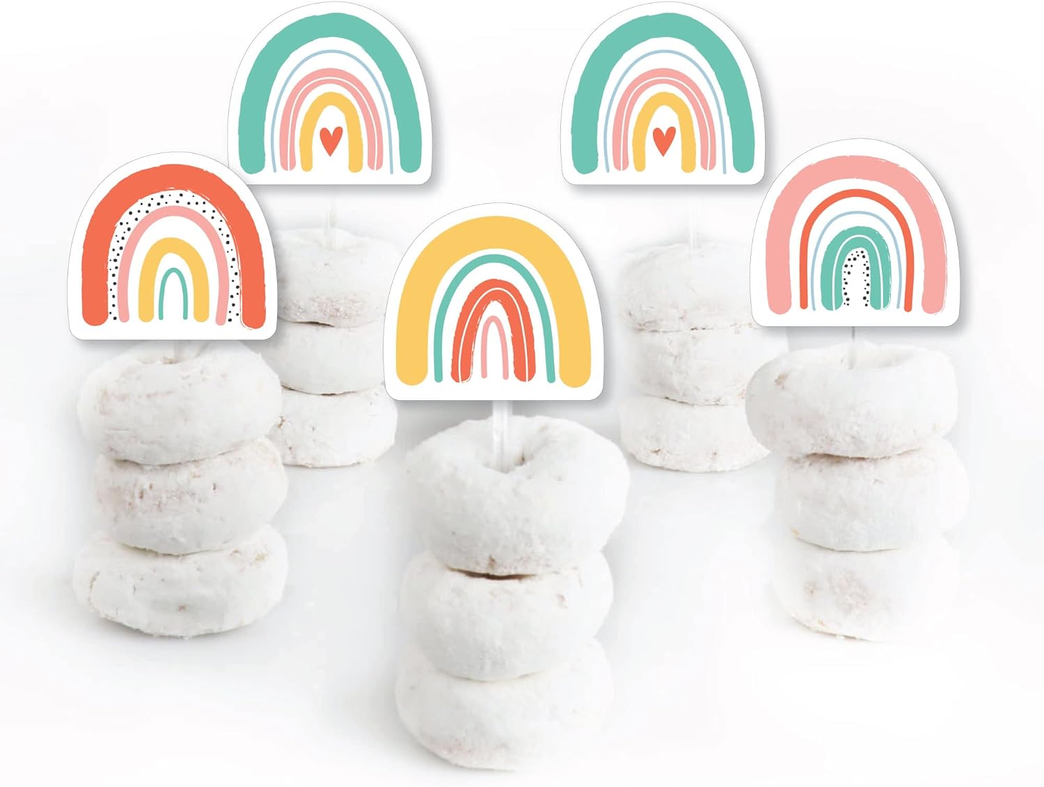 Big Dot of Happiness Hello Rainbow – Juego de 24 adornos para cupcakes de postre y baby shower y fiesta de cumpleaños