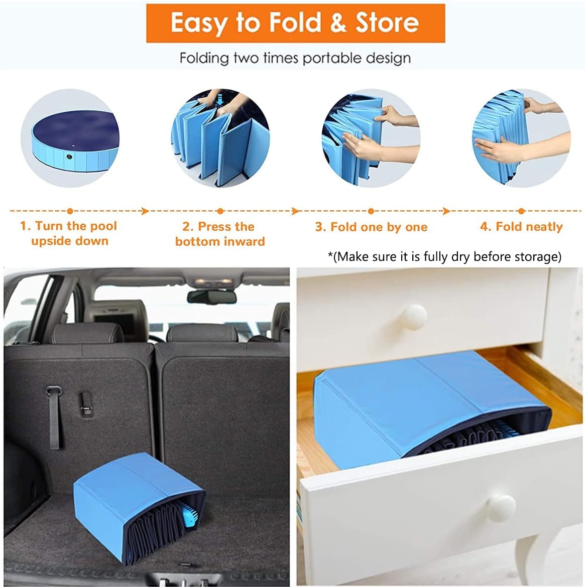 Piscina para perros y cachorros, piscina plegable para perros, piscina para mascotas, portátil, adecuada para uso en interiores y exteriores (40 x
